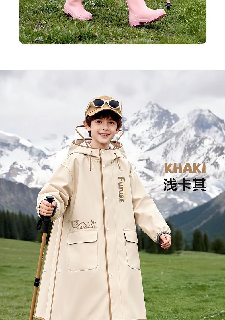 Kinder-Regenjacke, 6-12 Jahre, mit Rucksackfach, Schule
