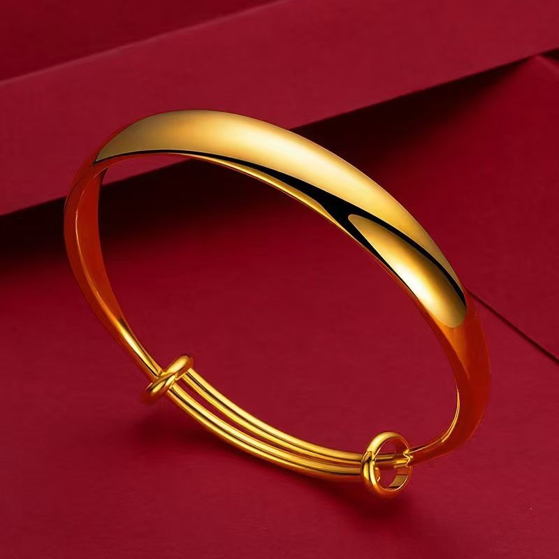 沙金饰品满天星手镯轻奢高级龙凤推拉手环仿真金镯子久不掉色手饰