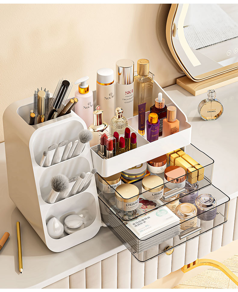 Makeup storage box, desktop, large capacity, cosmetic organizer