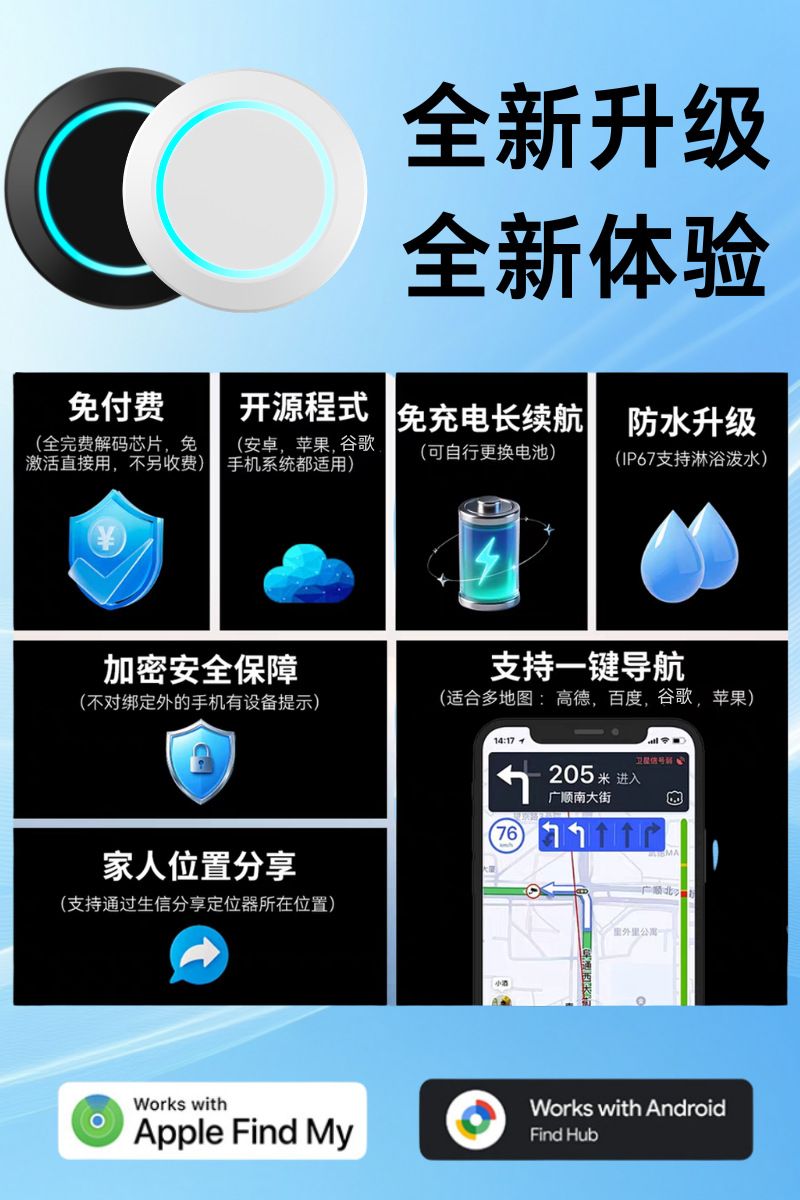 GPS anti-loss tracker, Android iOS compatible, pet locator