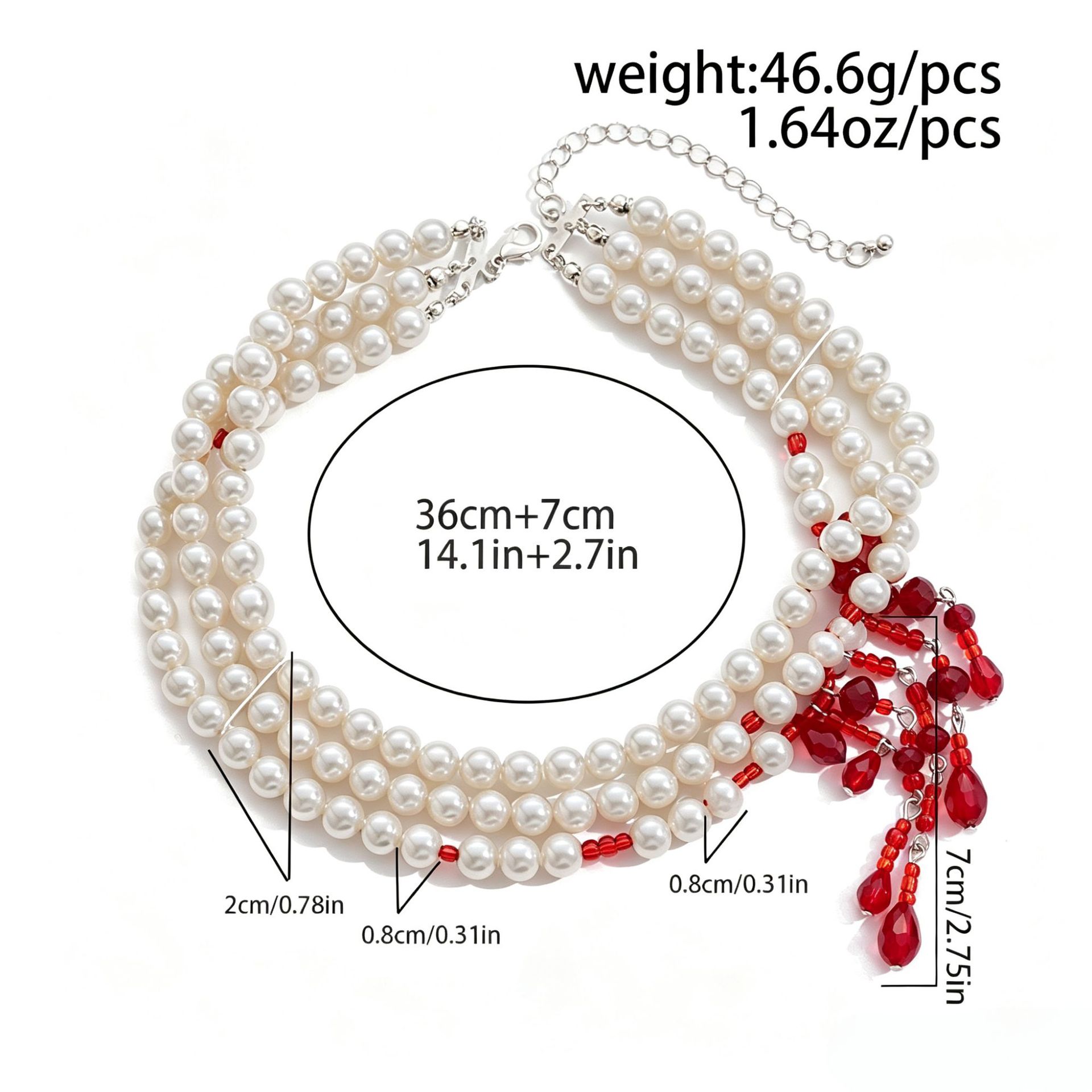 Perlenkette mit Tropfenblut-Design, Choker
