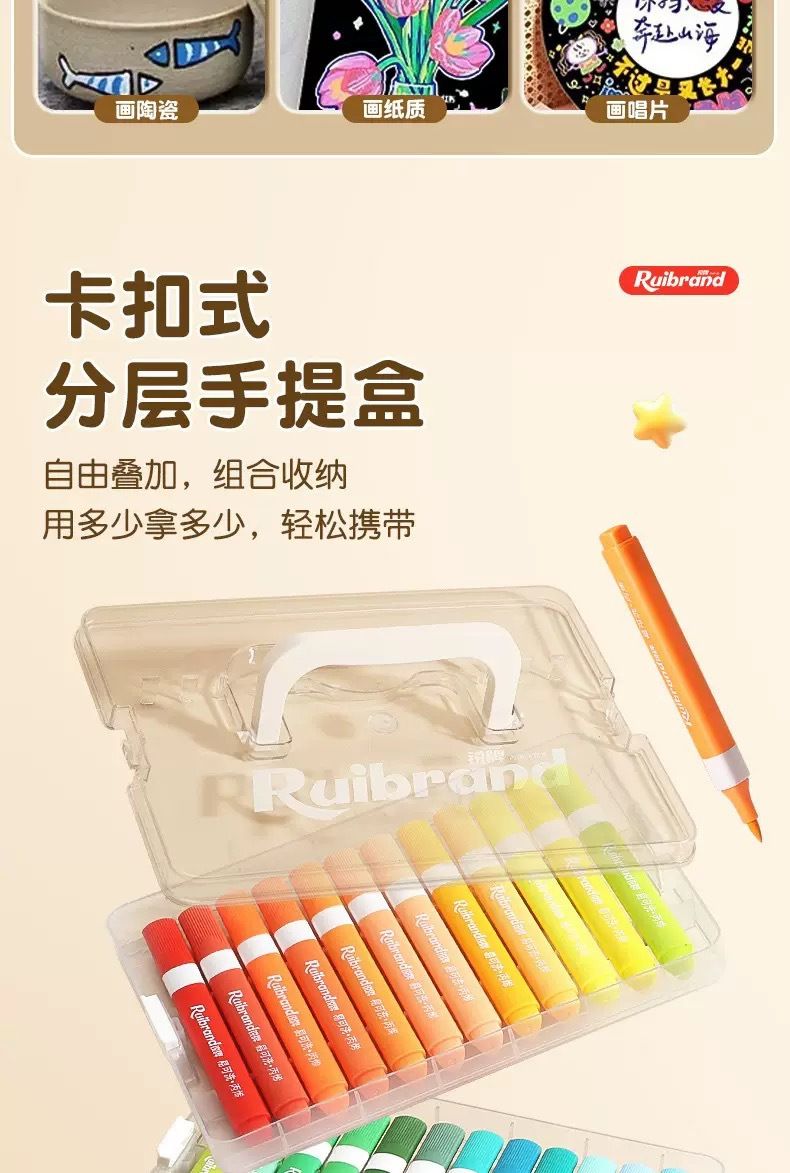 Ruipai 587 silinebilir akrilik marker seti, yumuşak uçlu