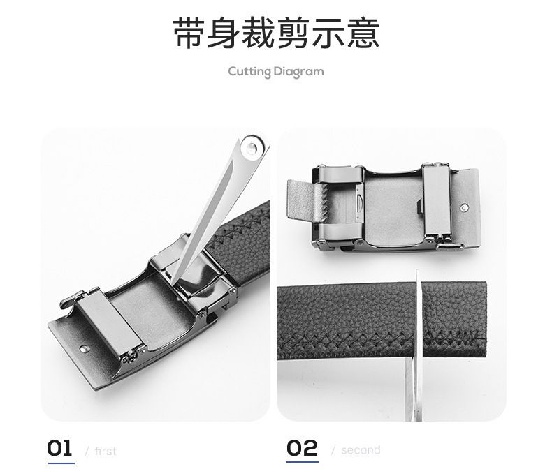 Leather men's belt, automatic buckle, business/casual