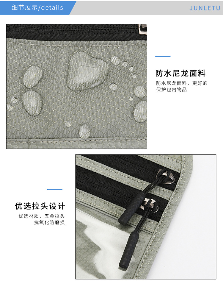 RFID neck wallet for travel documents and passport
