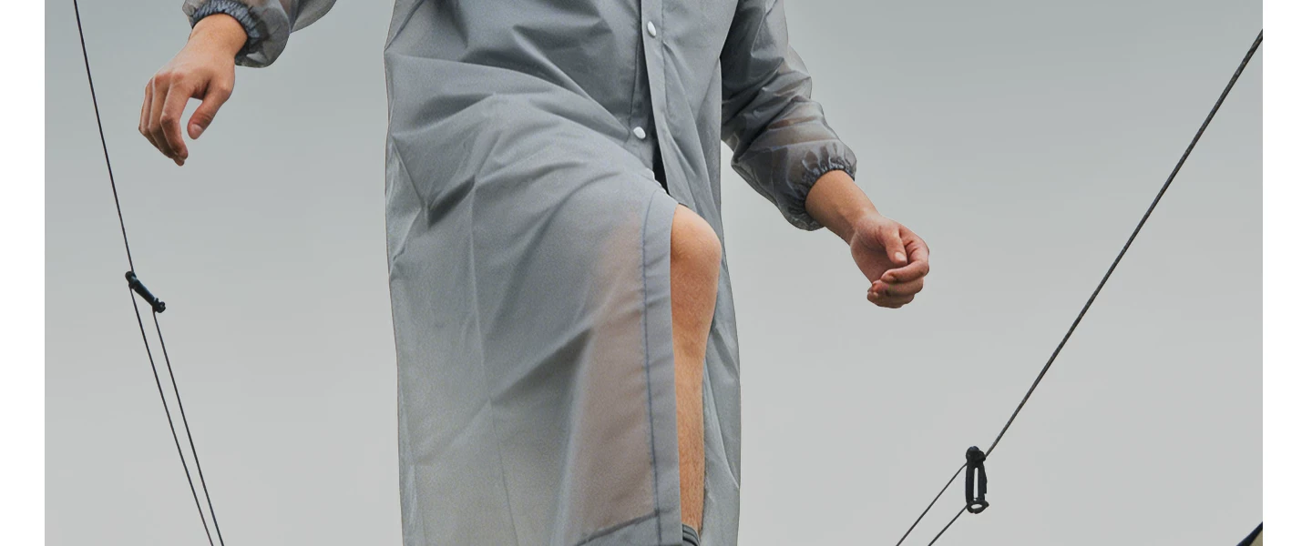 Reusable long raincoat, heavy rain protection