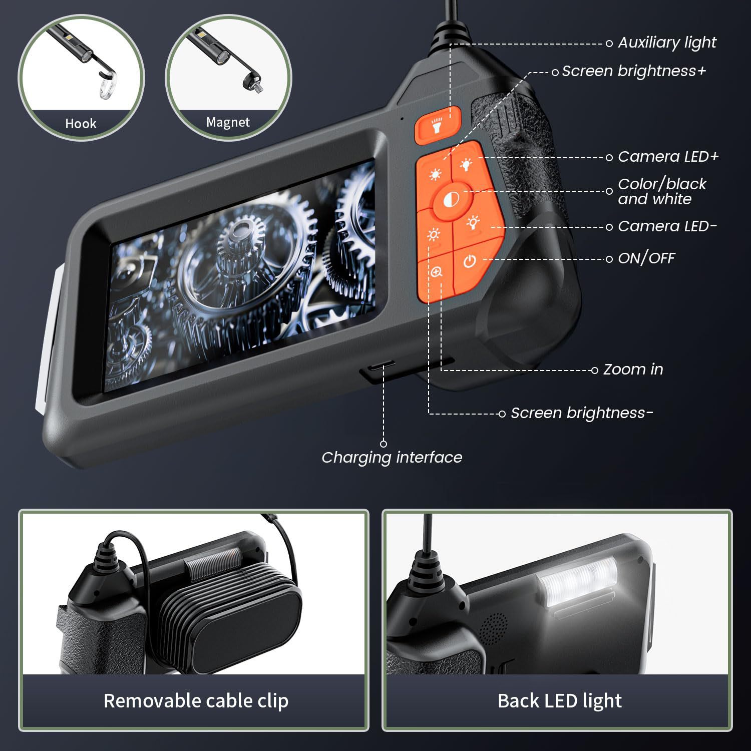 4.3 Inch Endoscope High Resolution Industrial Camera