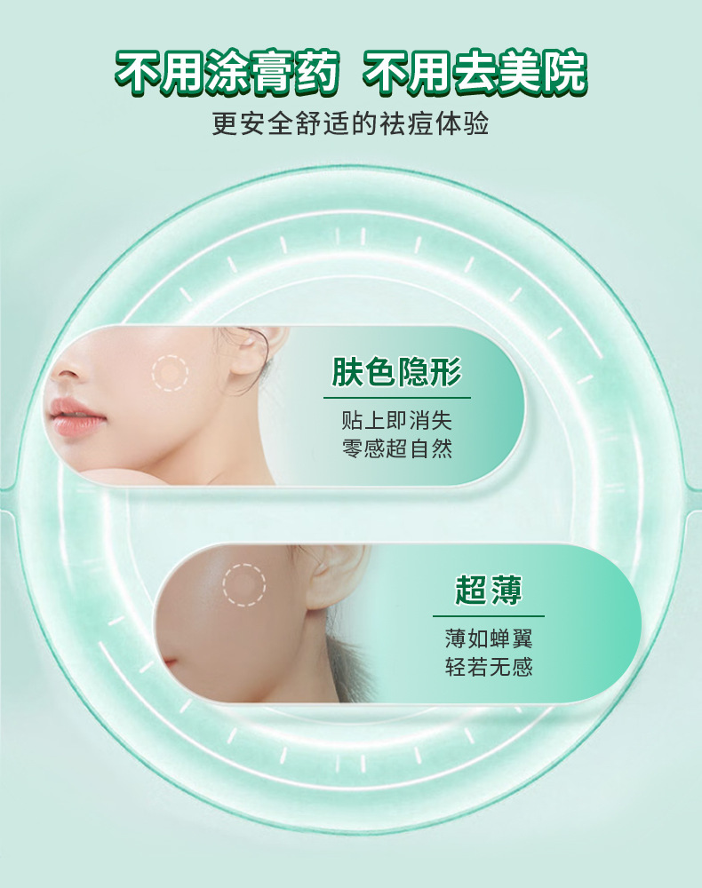 Invisible hydrocolloid acne patches, portable, transparent round