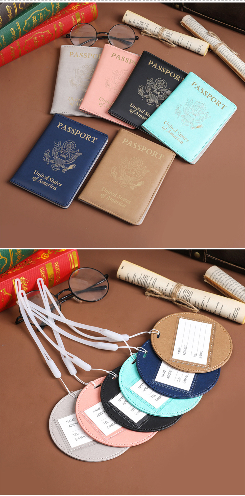 PU-Reisepass-Brieftasche, verdickt, multifunktional, bedruckbar
