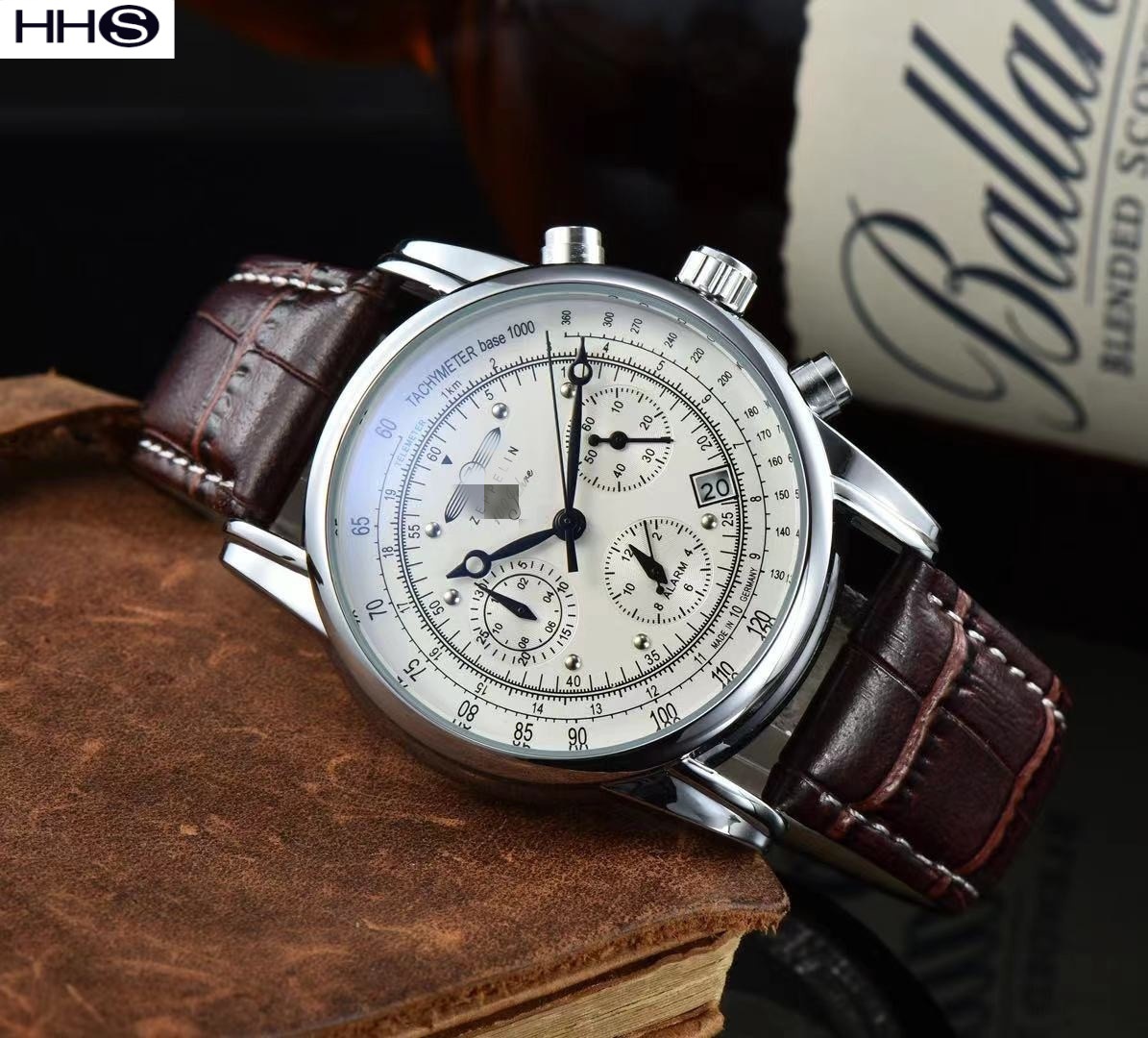 Herrenuhr, Zeep-Marke, Quarz, Lederarmband