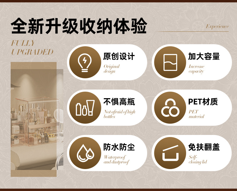 Acrylic cosmetic storage box desktop dustproof
