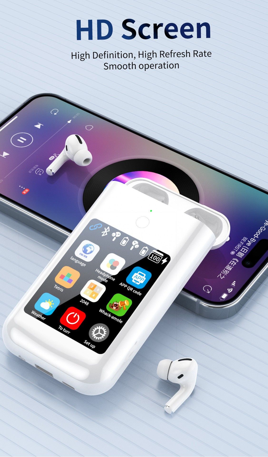 A98 BOX Bluetooth Earbuds Power Bank with 2.8 Inch Display 3-in-1