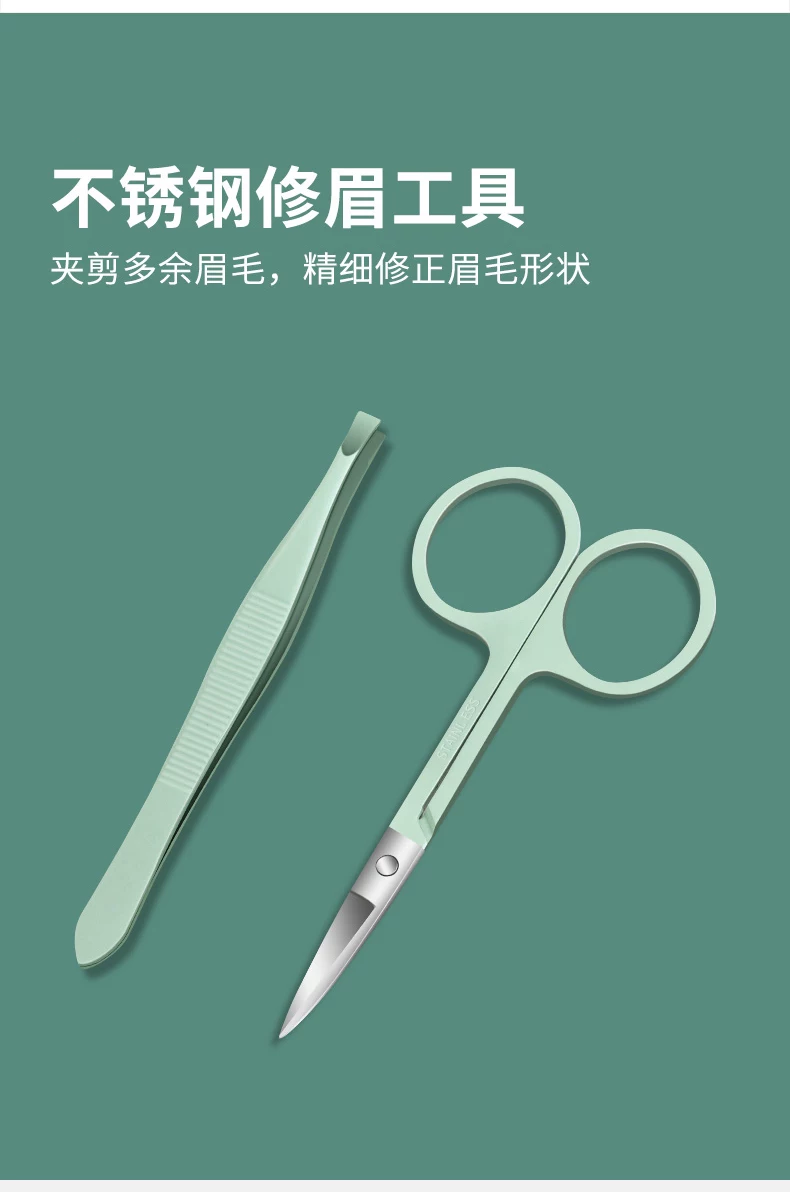 Matcha Green Nail Clipper Complete Set with Nail Care Tools