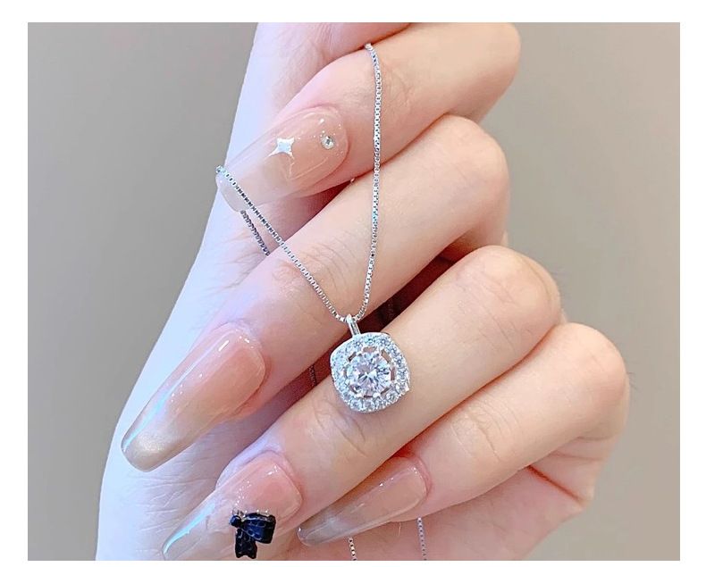 999 Silver Square Sugar Necklace Women Lightweight Luxury