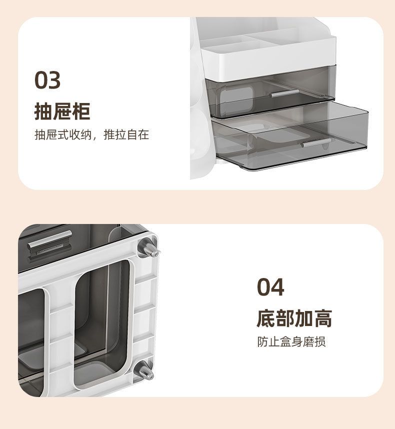 Large capacity cosmetics storage box, multifunctional organizer