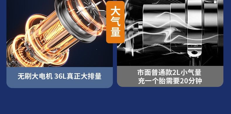 适用车载无线充气泵便携式汽车用电动打气筒小轿车轮胎车用加气宝