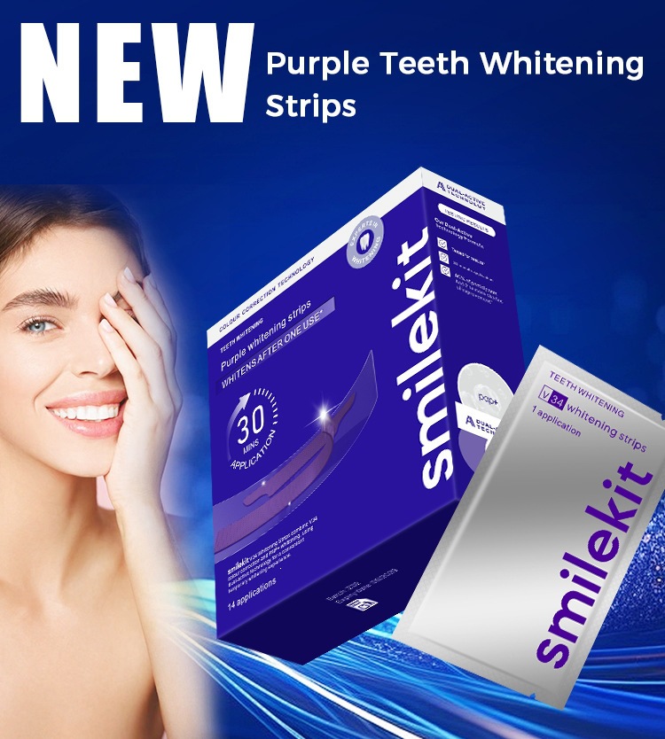V34 purple teeth whitening strips, large box