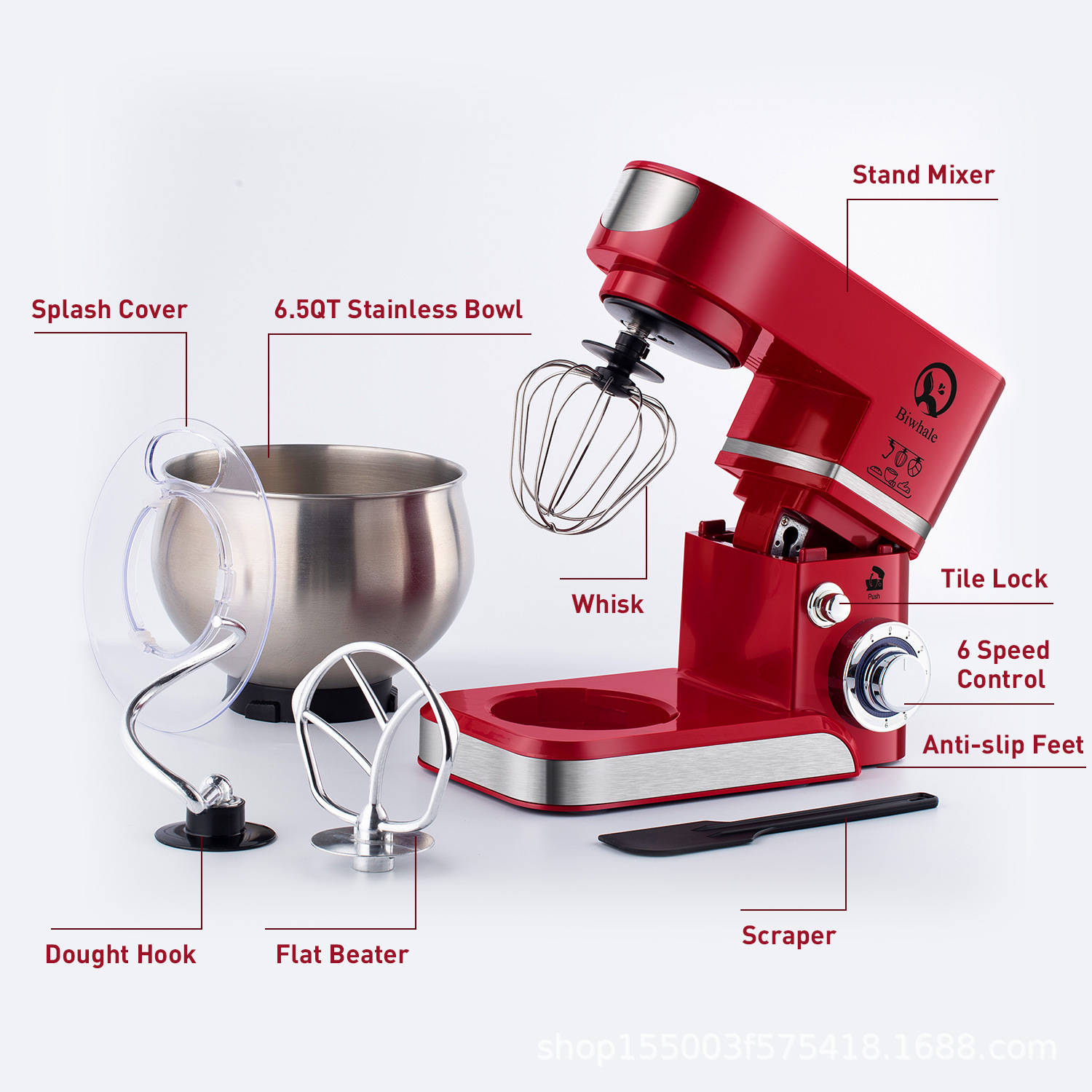 Multifunktionaler Standmixer mit Teigkneter und Eierschläger