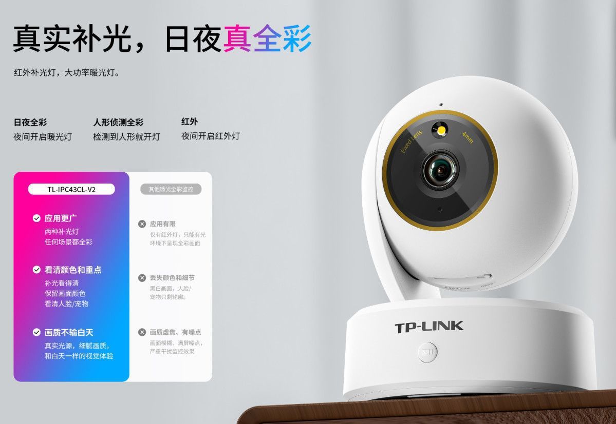TP-LINK TL-IPC44CL-V2 400万高清无线云台网络摄像机APP远程监控
