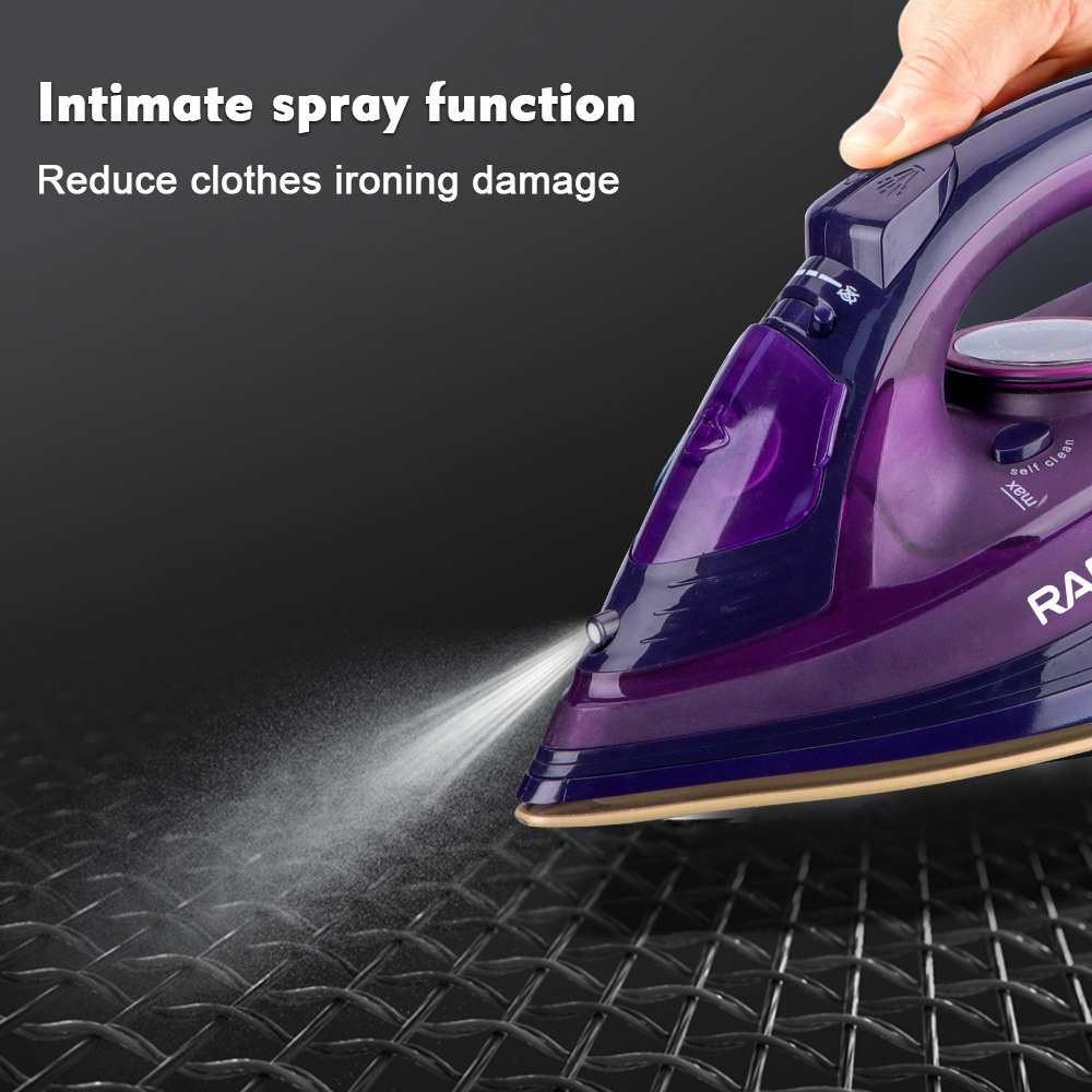 Electric iron, corded and cordless, steam function