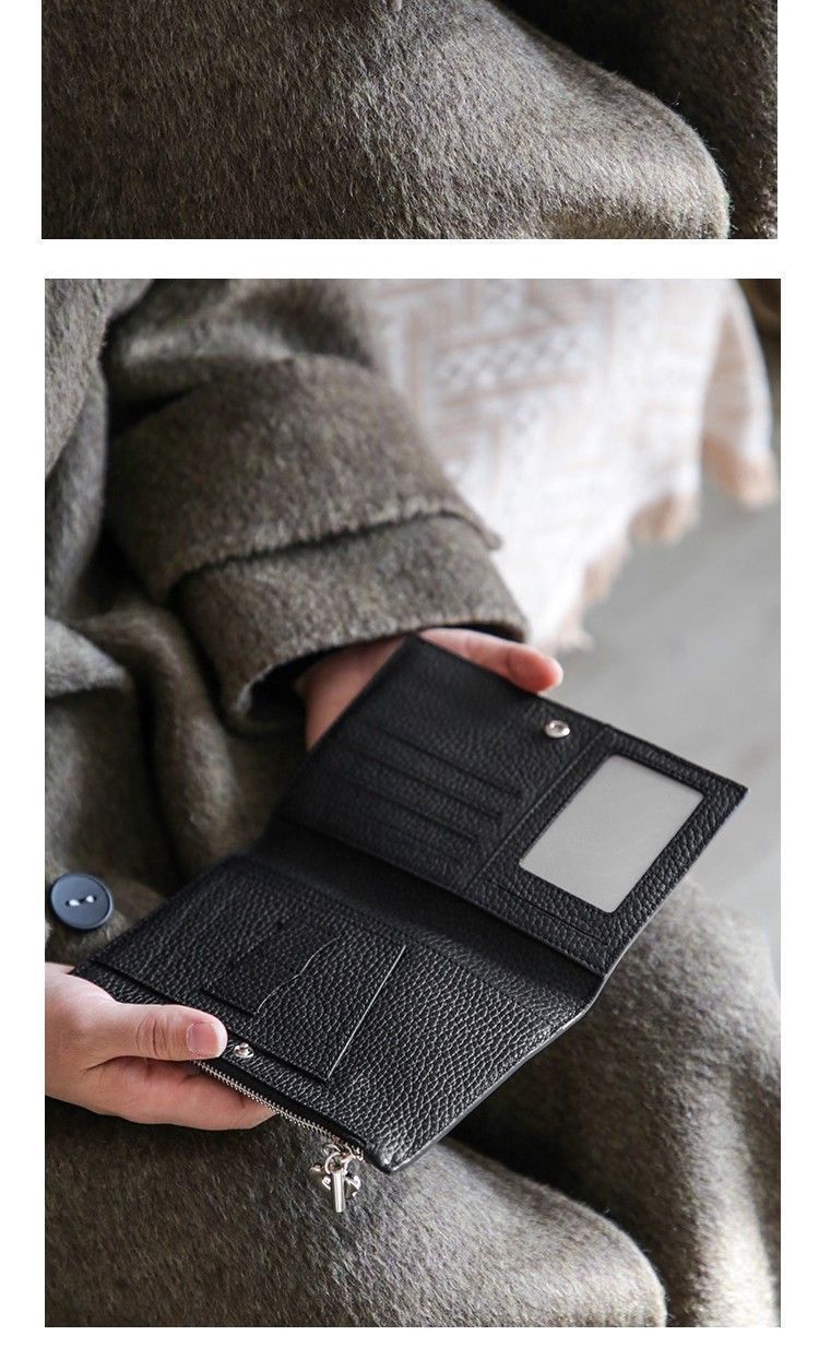 Genuine leather passport wallet, zipper, ultra-thin, multifunctional