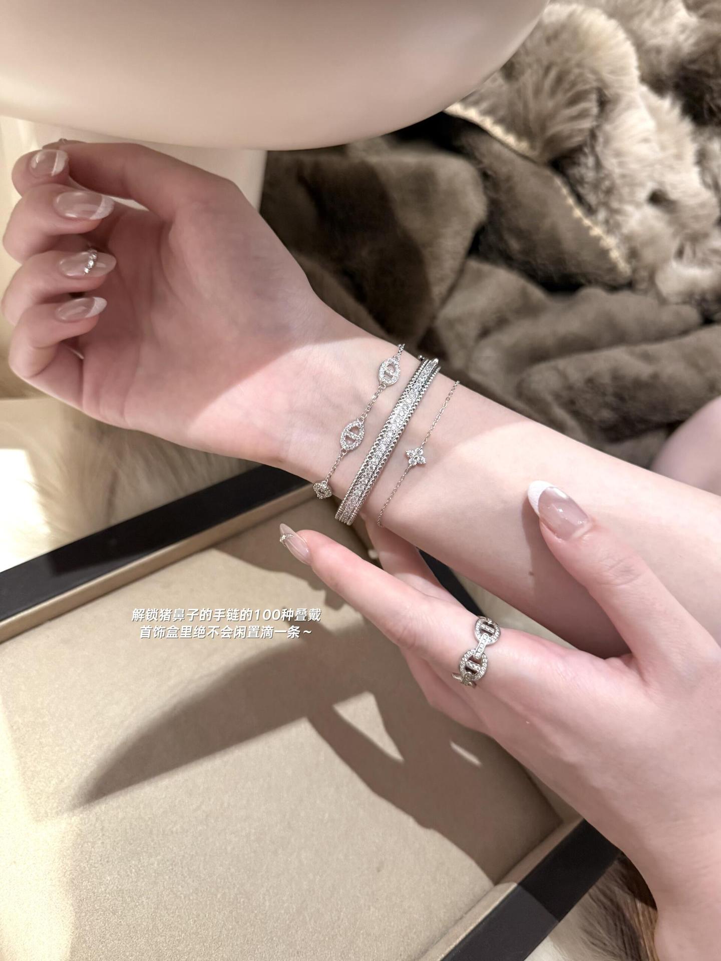 S925 Sterlingsilber Schweinennase Armband mit Zirkonia