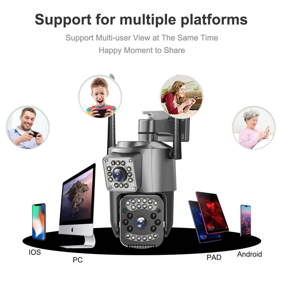 V380 Pro Sicherheitskamera Dual-Objektiv 1080P WIFI Außen