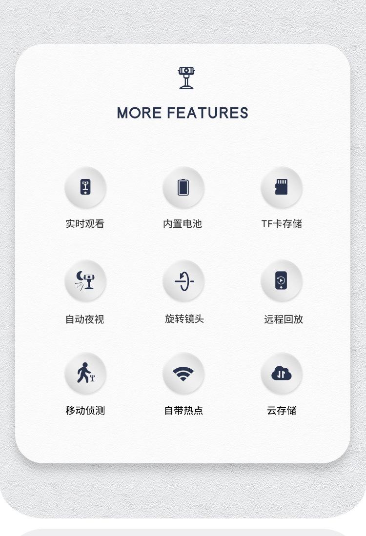 WiFi home security camera with mobile remote monitoring and HD night vision