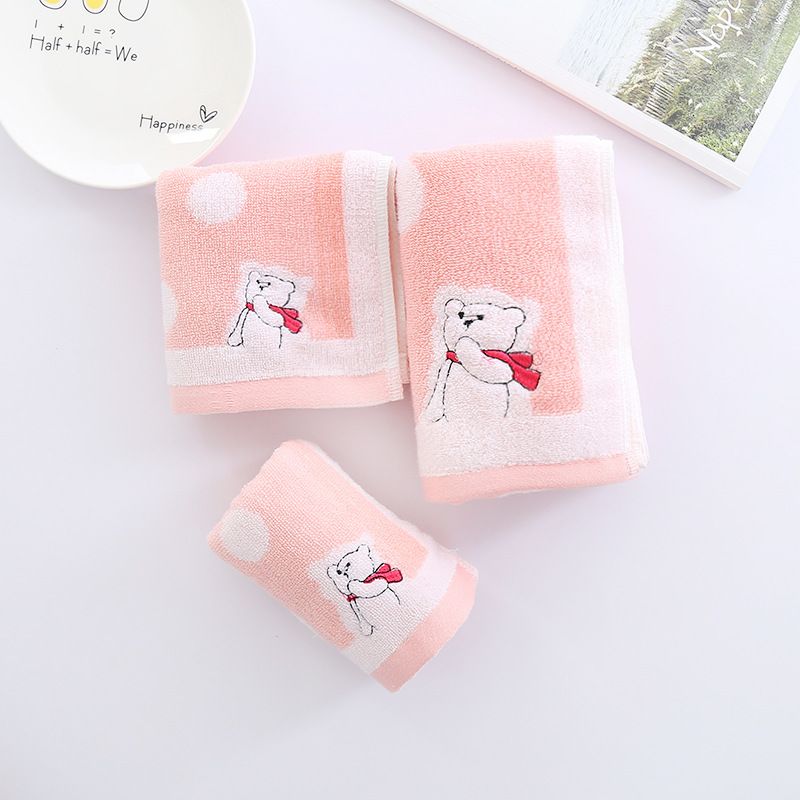Cotton bath towel set 3-piece, adult and children