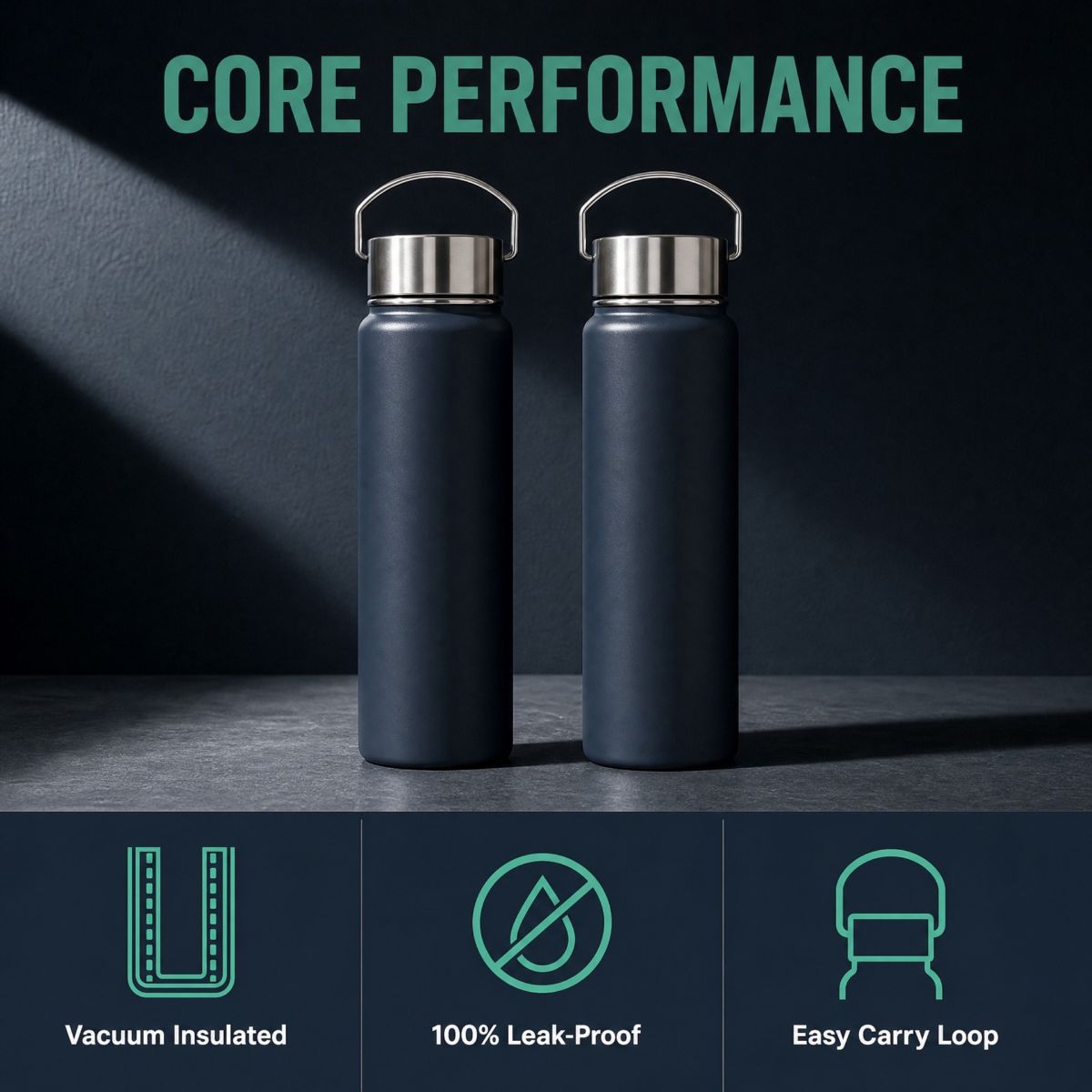 Vacuum Stainless Steel Sports Water Bottle 304 Wide Mouth