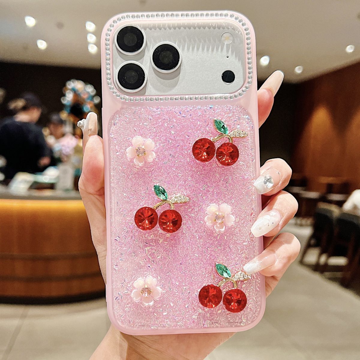 iPhone 18/17 Pro Max case with 3D pearl butterfly design