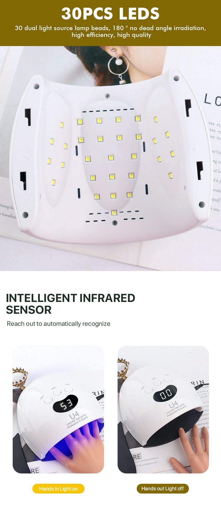 U4 nail UV lamp for manicure and pedicure