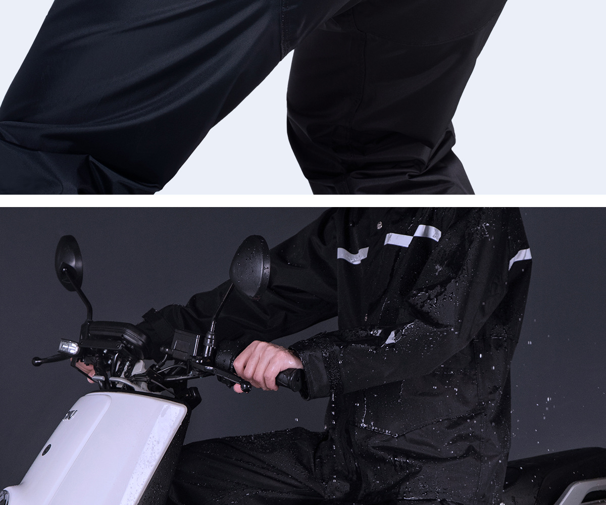 Oxford Cloth Two-Piece Raincoat Set Black Cycling and Work