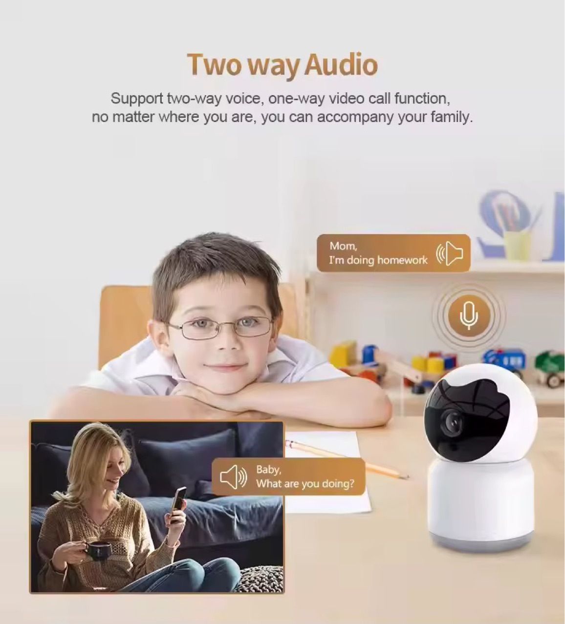 WiFi smart camera, 360 degree, night vision