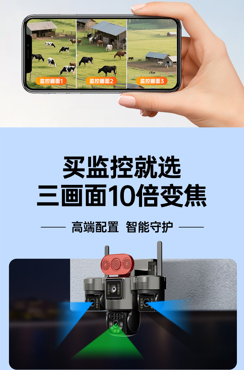 Solar surveillance camera with night vision, power-free operation