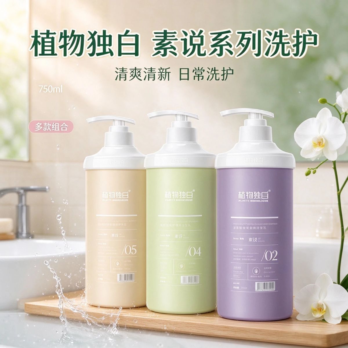 植物独白素说洗发水氨基酸控油去屑滋养修护发膜护发套装厂家批发