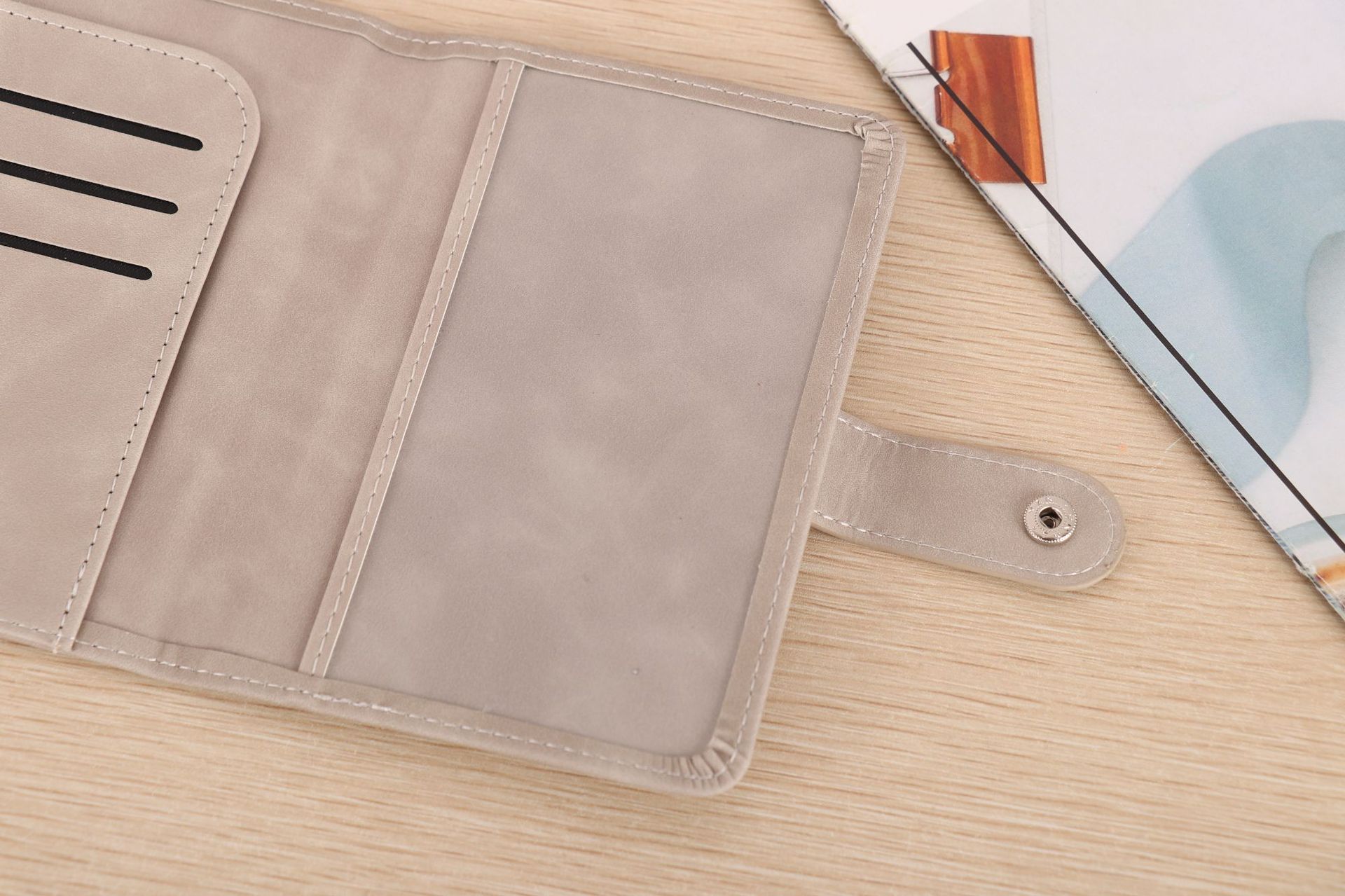 PU leather passport wallet, document storage, multi-card