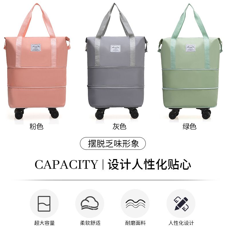 Expandable travel bag, wheeled, foldable, large capacity