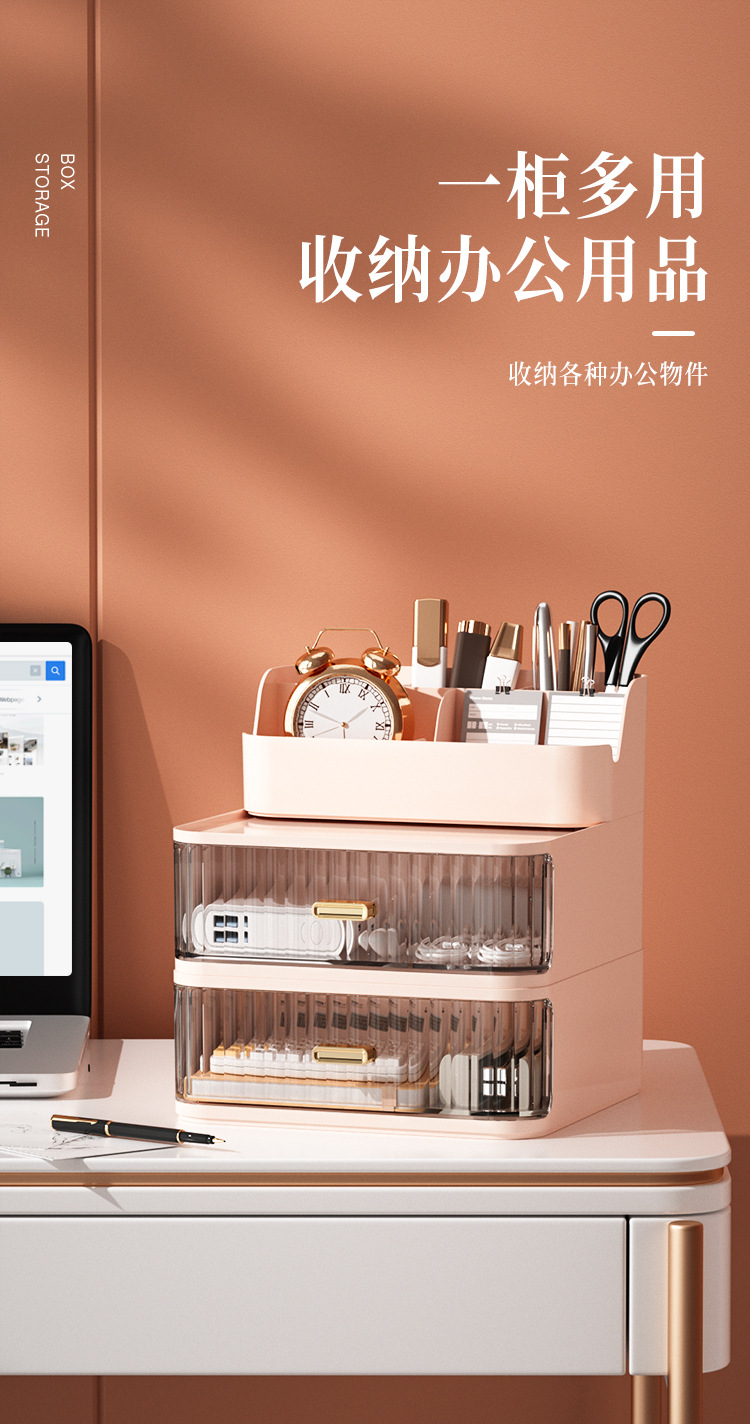 Luxury cosmetic storage box with drawers, dustproof