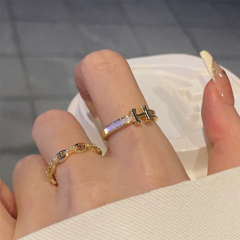 H-letter zircon stackable women's ring