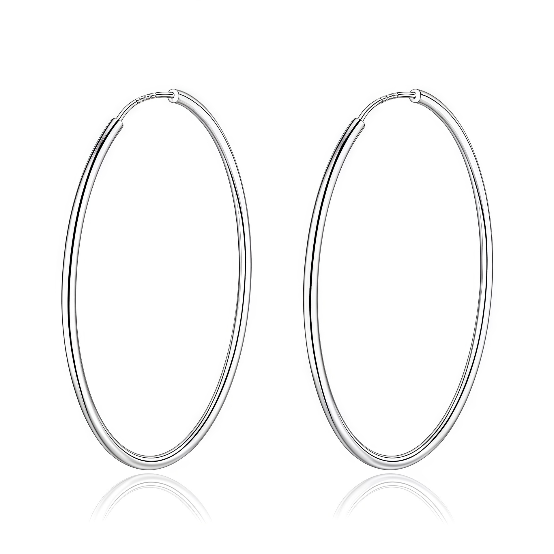 S999 Sterlingsilber große Kreolen, schlichte Form