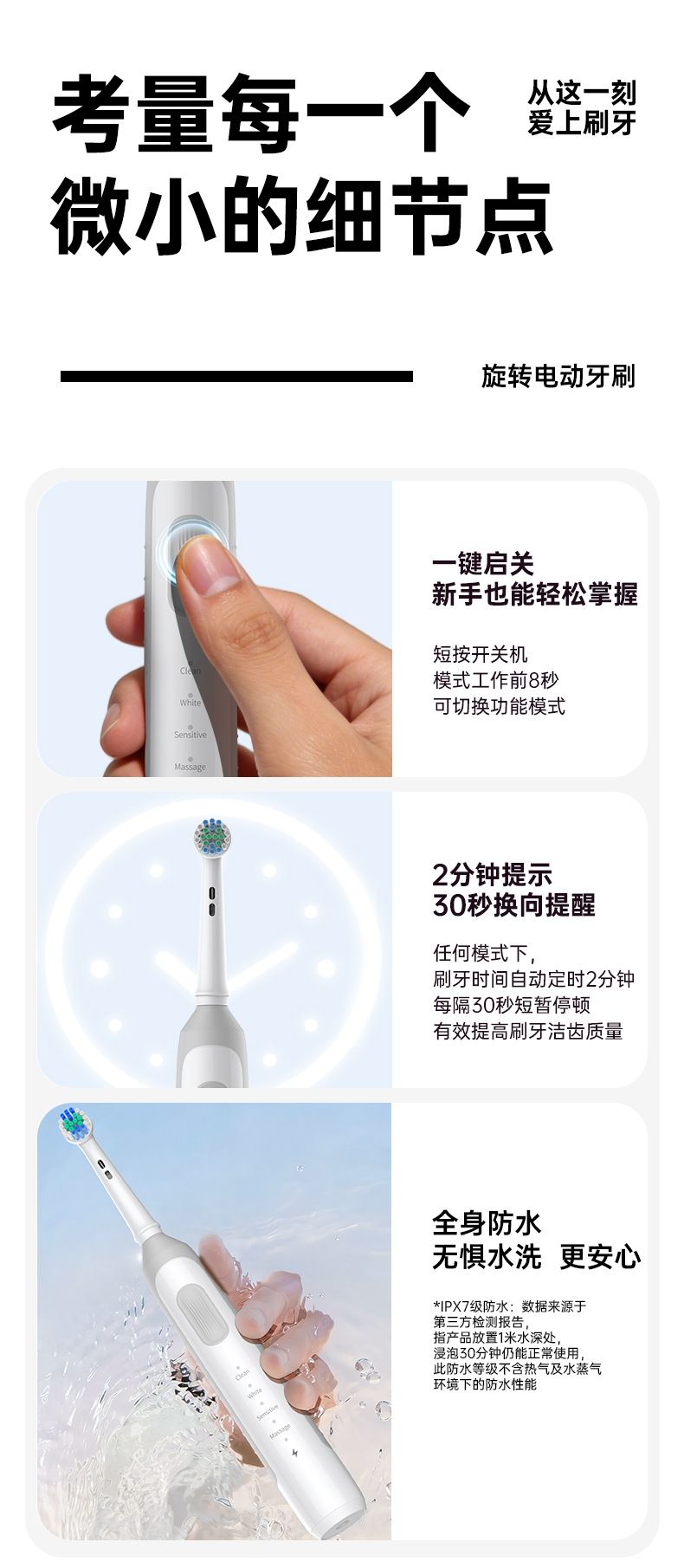 BX12旋转电动牙刷跨境升级款定制无线底座成人多功能圆头清洁牙刷