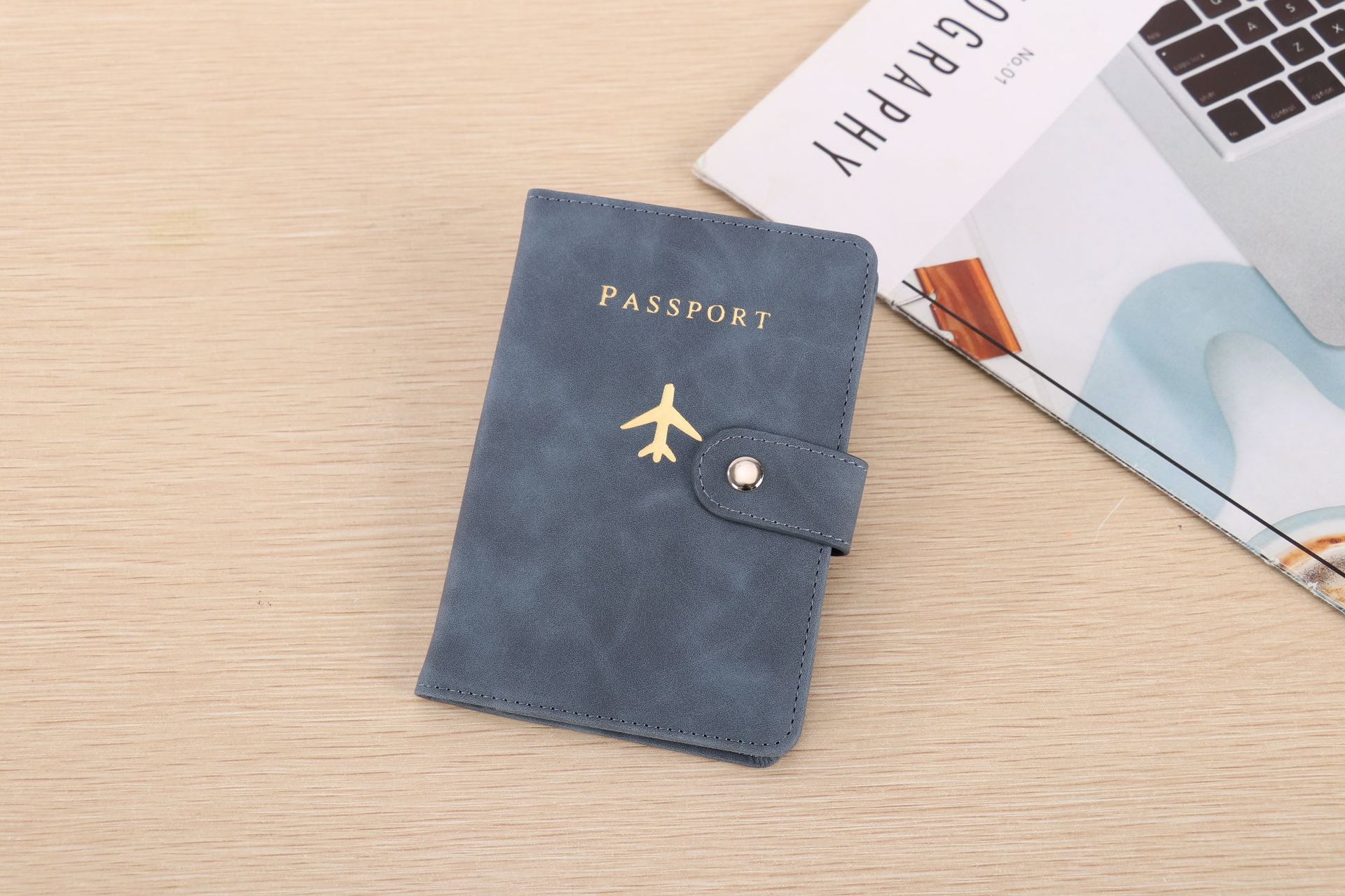 PU leather passport wallet, document storage, multi-card