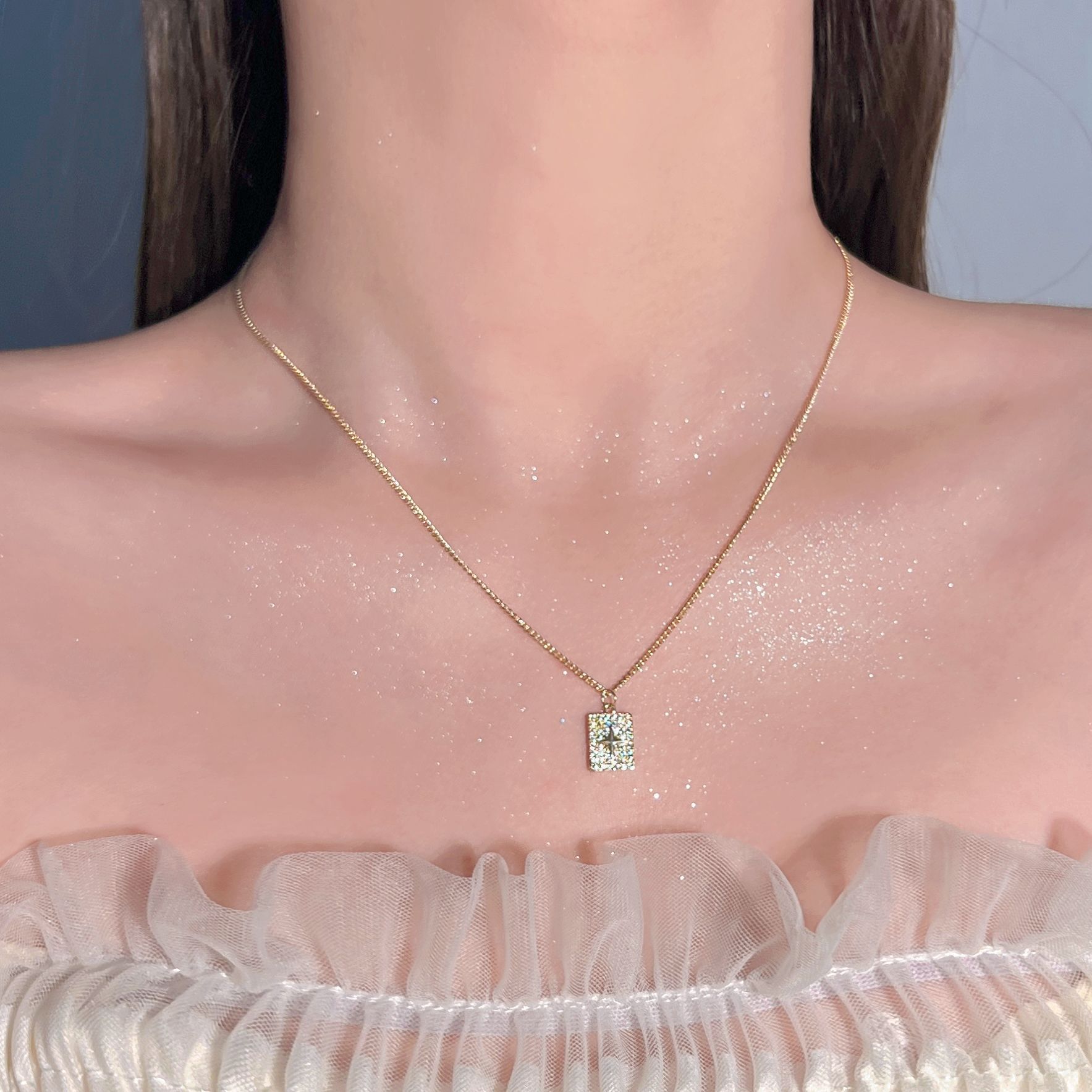 S999 Sterlingsilber Halskette Damen Zirkonia Schlüsselbein-Kette