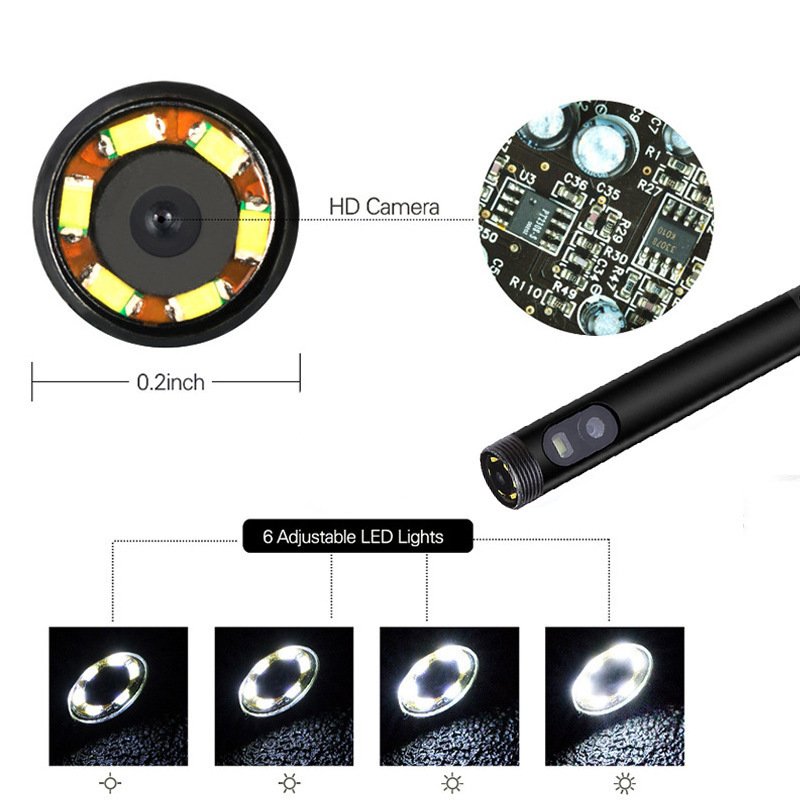 Endüstriyel endoskop, 8mm, çift kamera, su geçirmez
