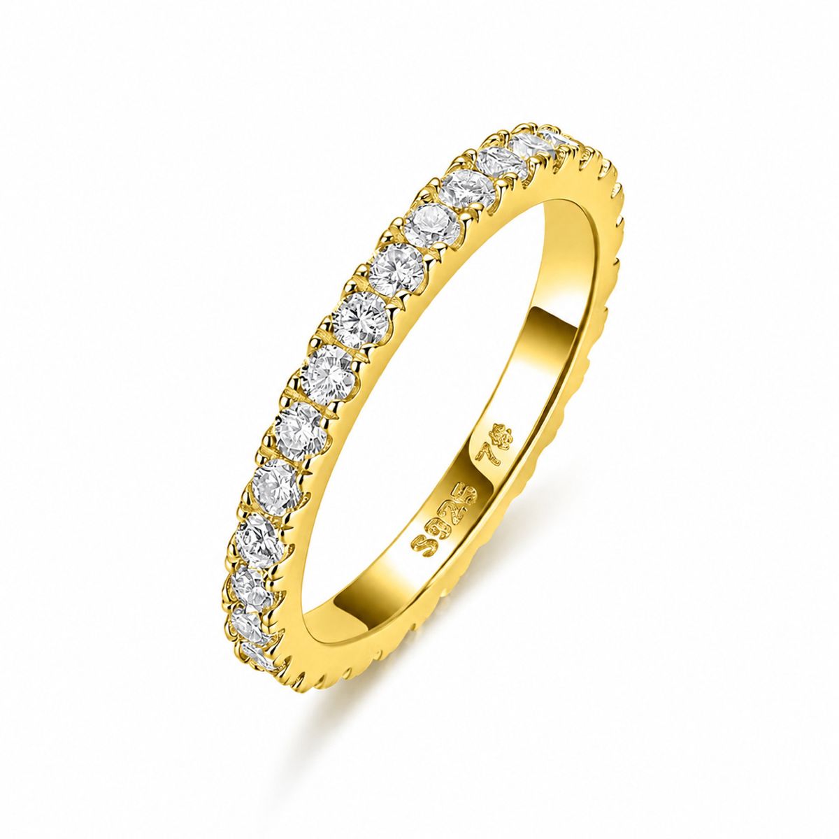 S925 gümüş moissanite yüzük, tam taş döşeme