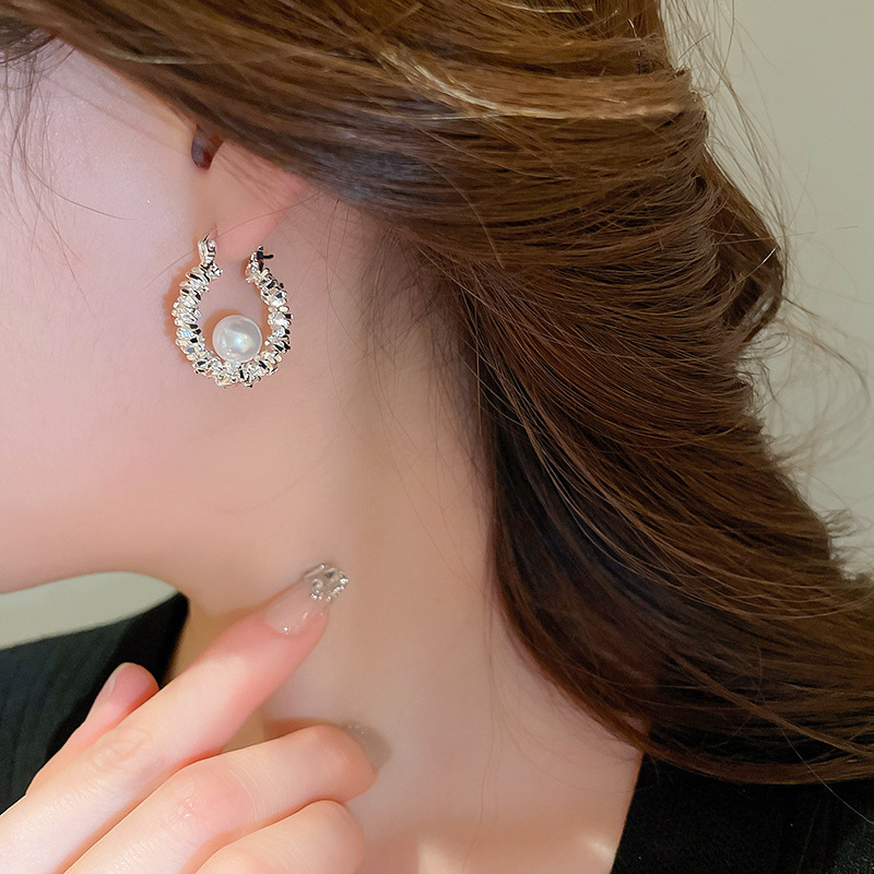 Silver Circle Earrings, Needle Post Studs