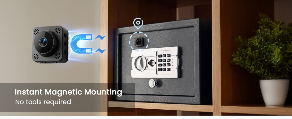 WiFi smart HD surveillance camera with magnetic mount and night vision
