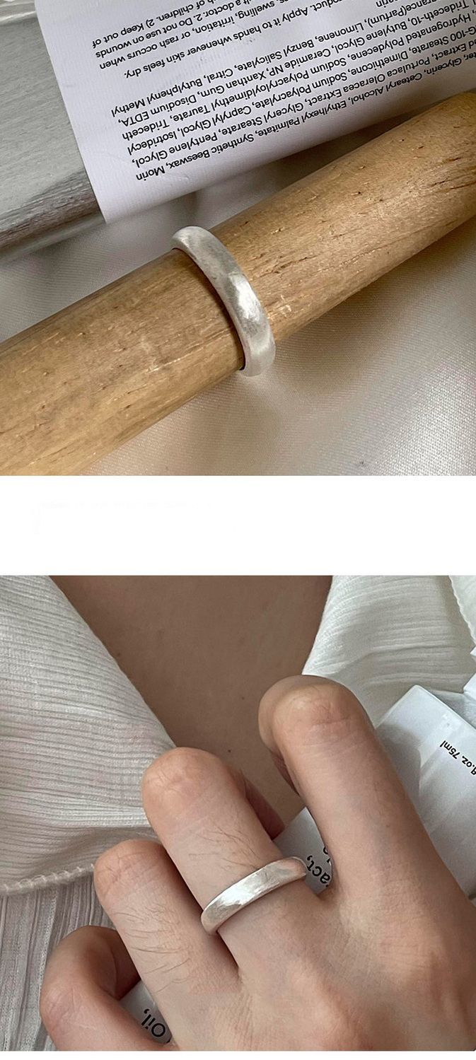 925 silver matte ring women, simple and versatile