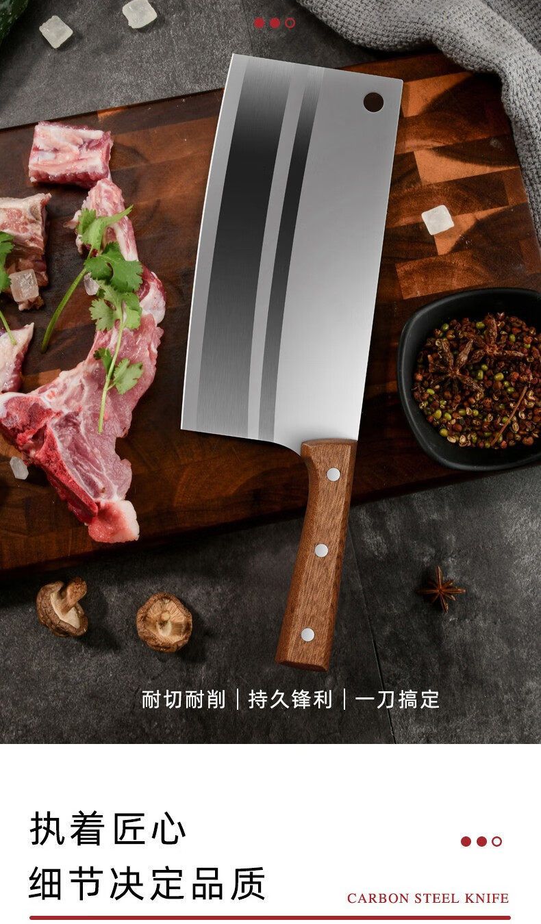Stainless steel kitchen knife set with chef and bone cutting knives