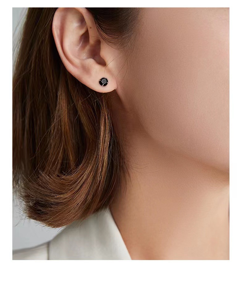 S999 Silber-Ohrringe Mini Zirkon, Vier-Krallen-Design